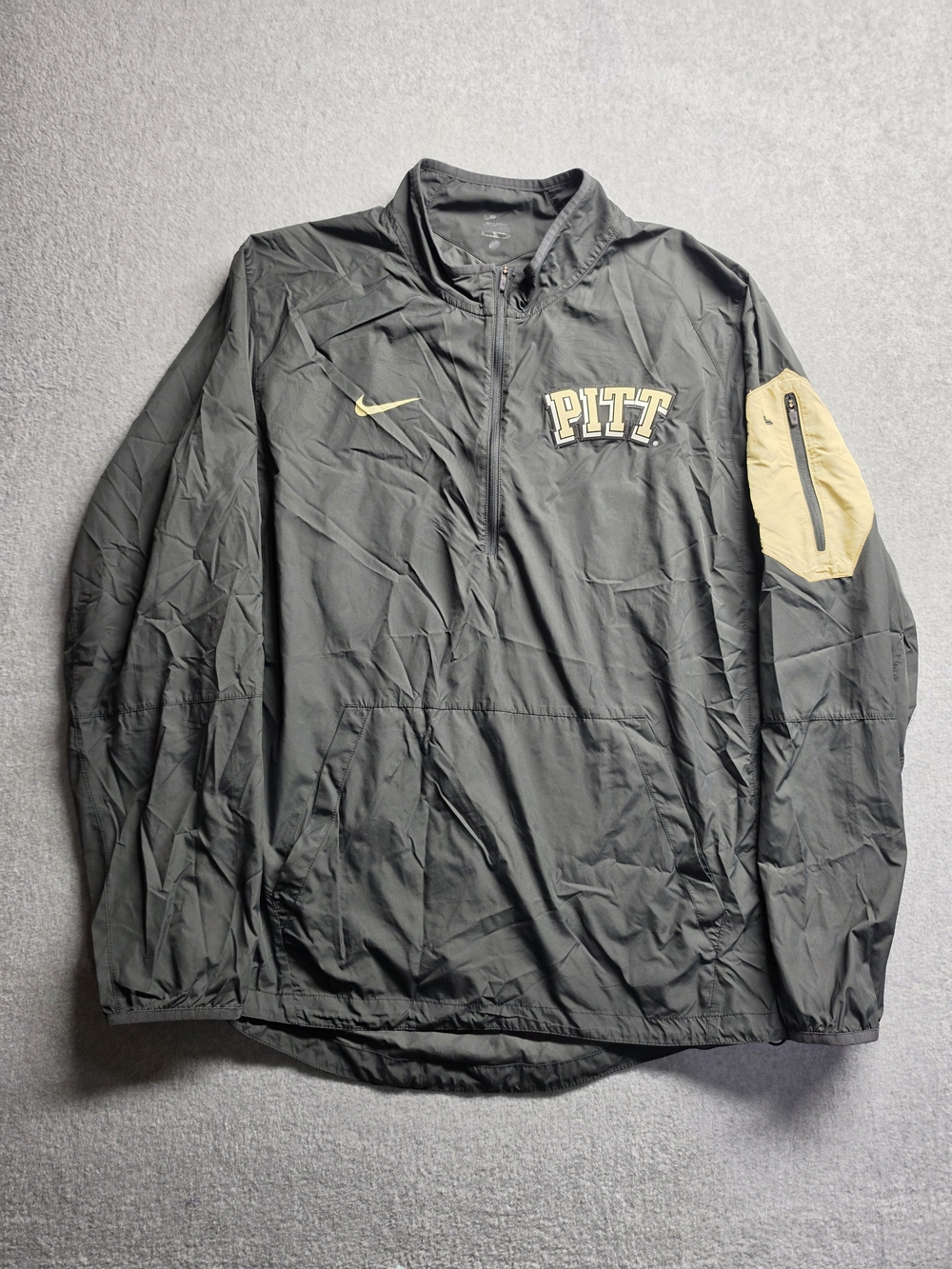Nike Pittsburgh Panthers Grey 1/4 Zip Pullover Windbreaker Jacket Men's Size XL